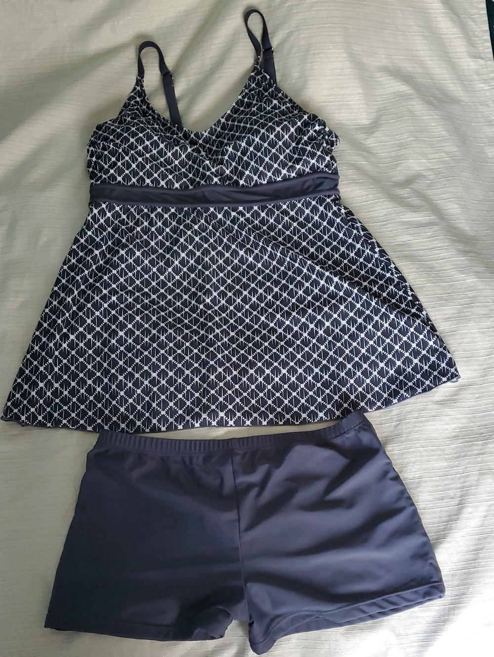 Gray Tankini With Mini Shorts